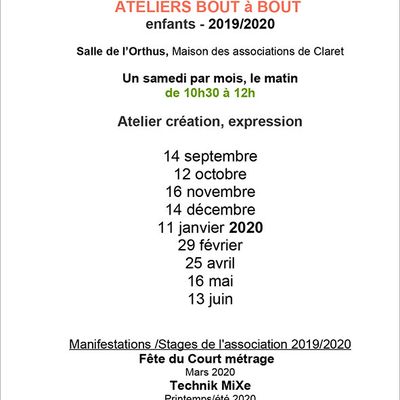 Dates des ateliers 2019-2020 - Claret
