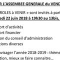 Convocation à l'Assemblée Générale du 22 Juin 2018