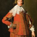 Attributed to Wybrand de Geest (1592 - 1661), Portrait of a young man, standing full-length, in a red costume with elaborate gol