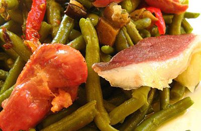 Salade de haricots verts aux magrets gésiers et légumes d'été