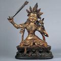 Lacquered gesso figure of the bodhisattva Manjushri. Tibeto-Chinese, late 17th or early 18th century. 