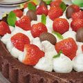 Tarte madeleine au chocolat , mascarpone et fraises 