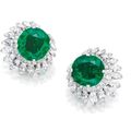 Pair of Platinum, Emerald and Diamond Earclips, Harry Winston, 1979 - Sotheby's 