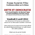 Prochain Forum Social de l'Oise : Dette et Démocratie