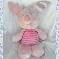 Doudou Peluche Porcinet Vichy Rose Pastel Disney 38 cm