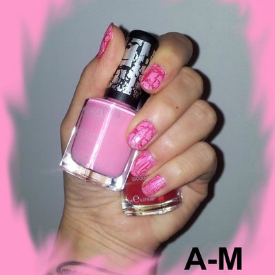 Crackle Rose sur fond Corail