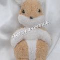 Doudou Lapin Debout Boulgom Peluche Beige Et Blanc Grelot Vintage