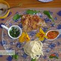 Escalopes de veau panées aux 2 sauces.