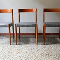 Chaises bois 1960 Grises