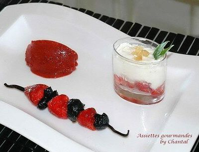 Trilogie de fraises aux olives confites