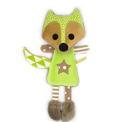 Doudou renard marron vert
