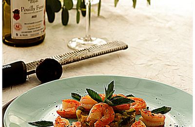 Gambas aux spaghettis de courgettes....