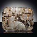 A rare white jade openwork rectangular plaque, Yuan dynasty (1279-1368)