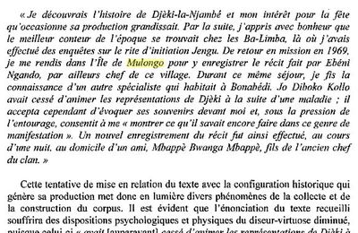 Jeki la Njambé a Inono. Par Manga Bekombo Priso selon le livre de Léopold Mbondé Mouangué(Rediffusion)
