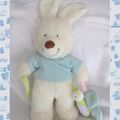 Doudou Peluche Lapin Blanc Papillon Grelot Tex Baby