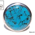 BAG140 - Bague cabochon turquoise en argile polymère