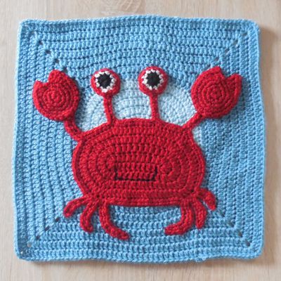 Cal couverture au crochet : carré 4, le crabe