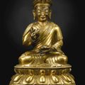 A gilt-bronze figure of Padmasambhava, Qing dynasty, 18th century