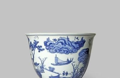 A rare Chinese blue and white deep bell-shaped bowl, mid-16th century