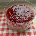 panna cotta noix de coco et coulis de framboises