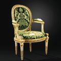 Beau fauteuil à châssis en bois laqué crème rechampi or d'époque Louis XV, vers 1768, attribué à Louis Delanois - Sotheby's
