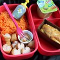 BENTO 2°/ carottes râpées. Knacks et muffins alsaciens 