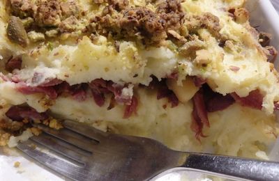 parmentier de canard- crumble pistaches