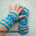 Mitaines originales femme en laine faite-main turquoise multicolore en boutique coraliezabo etsy 