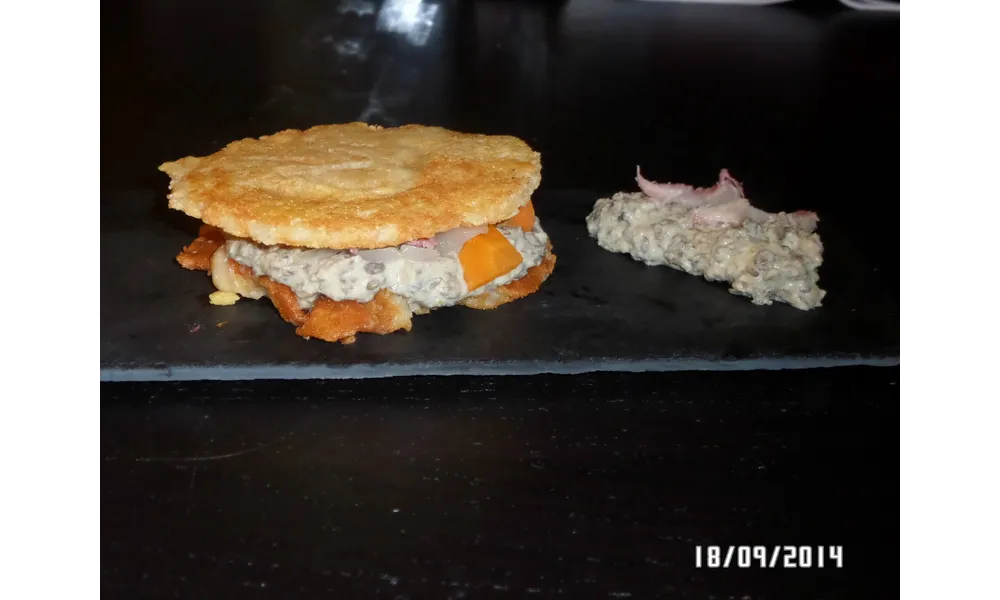 Petit salé lentille revisité façon mille-feuille