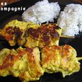 Brochettes de saumon à l'indienne et son riz aux graines de pavot