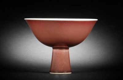 A sang-de-boeuf-glazed stem bowl, Yongzheng six-character mark and of the period (1723-1735)