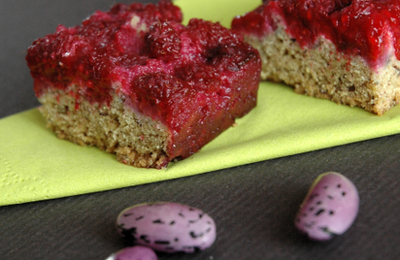 Gâteau noisetté aux framboises, sans blé, sans lait