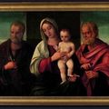 Vierge à L'Enfant entourés de Saint Pierre et Saint Antoine provenant du château de Serrant. Atelier de Giovanni Bellini 
