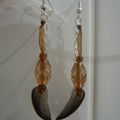 Boucles d'oreille avec plumes naturelles, perles