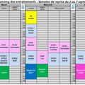 Planning des entraînements du 2 au 7 septembre
