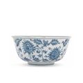 A rare blue and white 'lotus and fish' bowl, Chenghua-Hongzhi