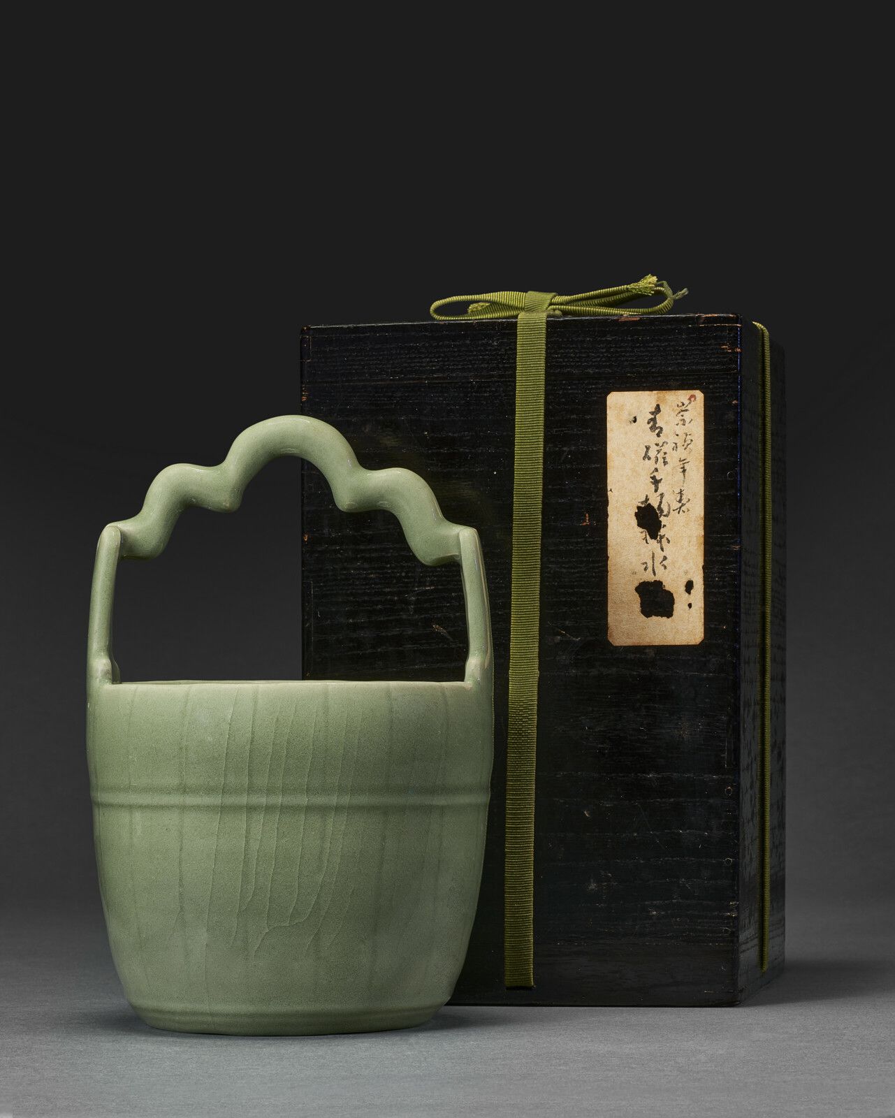 A Longquan celadon cold-water jar, mizusashi, Chongzhen period, dated ...