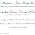 Invitation à la remise des insignes de chevalier dans l'ordre national du mérite de Jean Lassalas