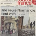 UNE SEULE NORMANDIE C'EST VOTE ! La UNE collector de OUEST FRANCE améliorée par nos soins...