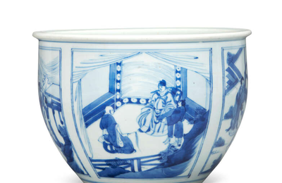 A blue and white jardinière, Kangxi period (1662-1722)