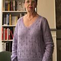 Pull à encolure en V, motif ajouré, taille 42