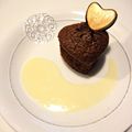  { Dessert de St Valentin } fondant au chocolat, virgule de crème anglaise et coeur de chocolat doré [ DIY ]