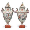 A  pair of  Chinese Export  famille rose Urns and Covers, circa 1825