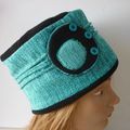 TOQUE HAUTE TURQUOISE ET NOIR