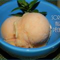 Sorbet aux pêches et la vanille pour un beau soir de fin d'été, sans gluten ni lactose