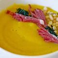 Velouté de carotte, courgette jaune et butternut