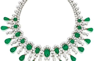 A Platinum, 18 Karat Gold, Emerald and Diamond Necklace, Bulgari, 1959