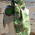 Foulard en soie indienne et tissu africain ou wax : Modèle Goa