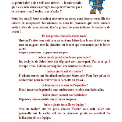 Anniversaire pirates pour ses 6 ans (fichiers à télécharger dedans)