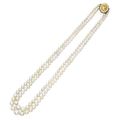 Gold, natural pearl, yellow sapphire and diamond necklace